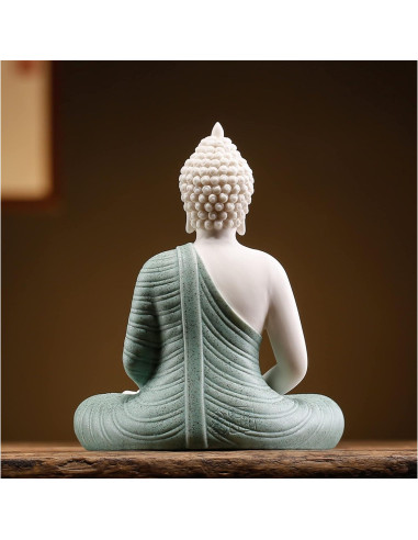 Estatua de Buda Verde Cerámica 15.24 cm para Decoración