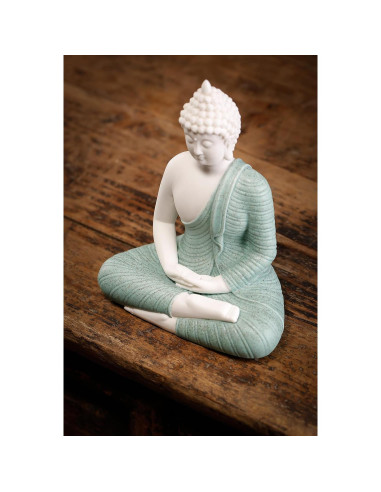 Estatua de Buda Verde Cerámica 15.24 cm para Decoración