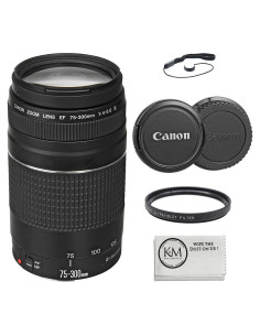 Lente Canon EF 75-300mm f/4-5.6 III + Filtro UV 58mm + Accesorios