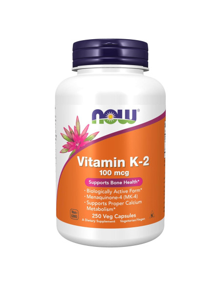Vitamina K-2 100 mcg NOW Foods - 250 Cápsulas Veganas Vitamina K-2 100 mcg NOW Foods - 250 Cápsulas Veganas