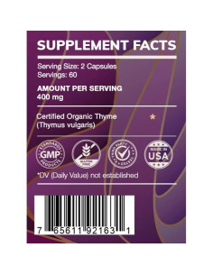 Suplemento Natural Tomillo HerbEra 120 Cápsulas 400 mg 2