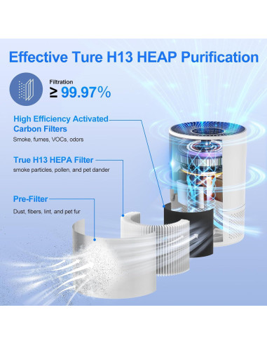 Purificador de aire Chuboor PJ-01 HEPA para habitaciones grandes
