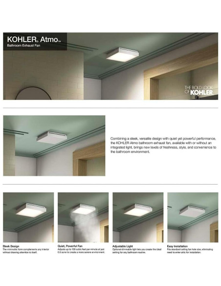 Ventilador de Baño KOHLER Atmo con Luz 35.4x35.4cm