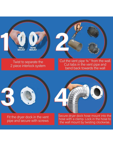 Dock de Secadora Ventilación 15,24 cm para Tubos de 10,16 cm - Blanco Dock de Secadora Ventilación 15,24 cm para Tubos de 10,16 cm - Blanco