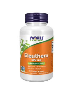 Suplemento Eleuthero NOW 500 mg - 100 Cápsulas Veganas