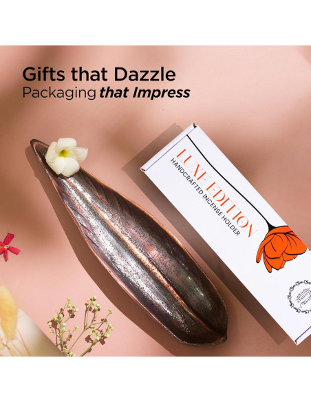 Soporte de Incienso Raajsee Hoja Curva con Varitas Nag Champa 15g