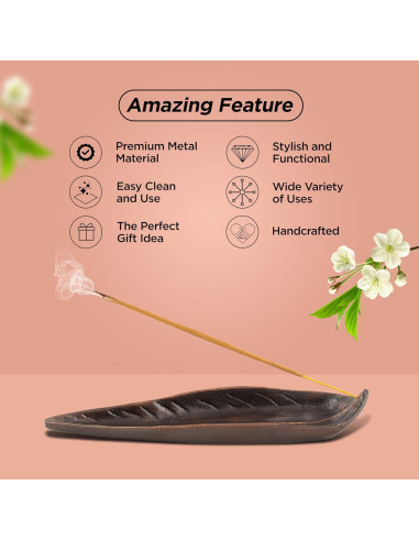 Soporte de Incienso Raajsee Hoja Curva con Varitas Nag Champa 15g