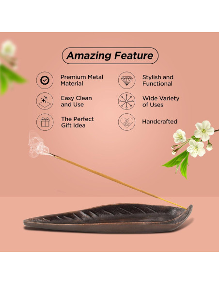 Soporte de Incienso Raajsee Hoja Curva con Varitas Nag Champa 15g