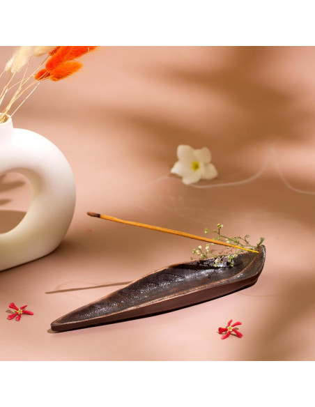 Soporte de Incienso Raajsee Hoja Curva con Varitas Nag Champa 15g