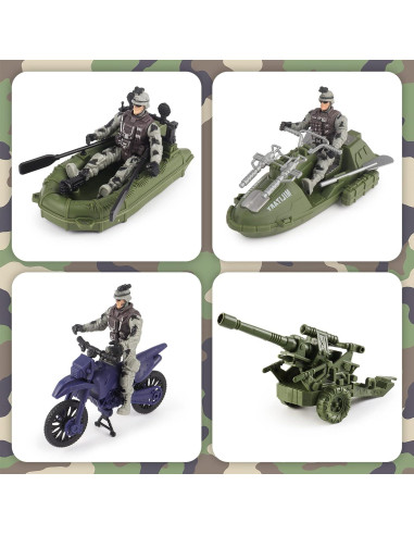 Conjunto de Juguetes Militares deAO con Barco, Tanque y 5 Soldados
