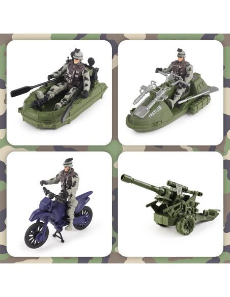 Conjunto de Juguetes Militares deAO con Barco, Tanque y 5 Soldados