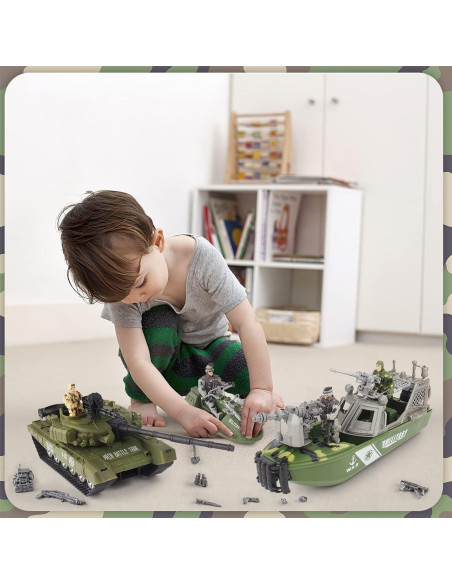 Conjunto de Juguetes Militares deAO con Barco, Tanque y 5 Soldados