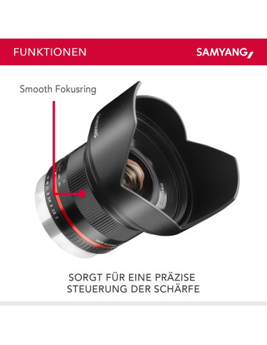 Lente Samyang 12mm F2.0 Manual para Canon M - Negro