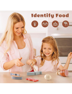 Juego de Comida de Madera ROBOTIME para Cortar Carne y Huevos 2