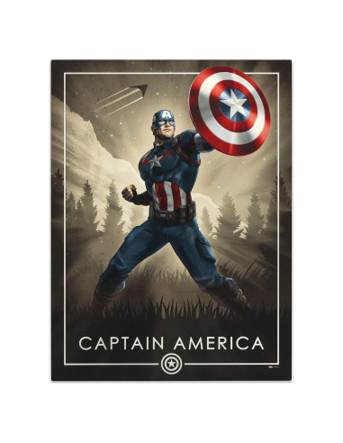 Arte de Pared Marvel Capitán América - Lienzo Enmarcado 33x49.5cm