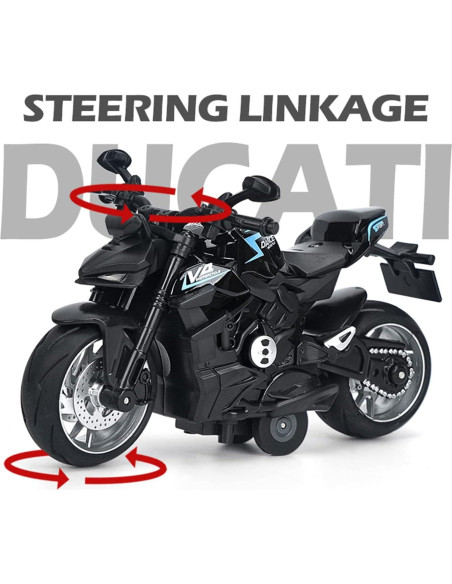 Motocicleta de Retroceso Ducati con Música y Luces - Negro Motocicleta de Retroceso Ducati con Música y Luces - Negro