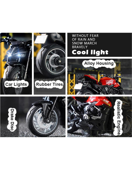 Motocicleta de Retroceso Ducati con Música y Luces - Negro Motocicleta de Retroceso Ducati con Música y Luces - Negro