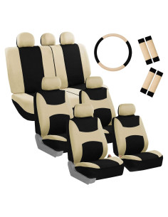 Fundas de Asiento de Coche FH Group Beige/Negro - Juego de 7