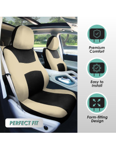Fundas de Asiento de Coche FH Group Beige/Negro - Juego de 7 2