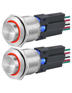Interruptor Momentáneo 22mm ZJWZJH Acero Inoxidable 12V Rojo