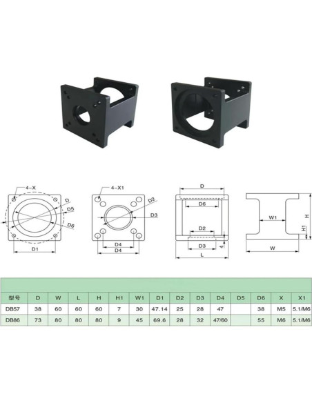 Soporte de Motor Paso a Paso Nema23 Huofumen 57mm Aluminio