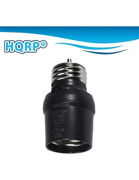 Adaptador de Enchufe con Sensor de Luz HQRP E26 E27 Negro 2 Pzas