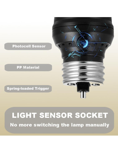Adaptador de Enchufe con Sensor de Luz HQRP E26 E27 Negro 2 Pzas