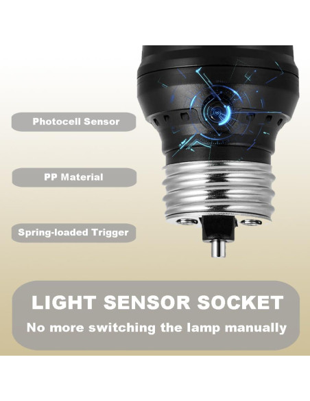 Adaptador de Enchufe con Sensor de Luz HQRP E26 E27 Negro 2 Pzas