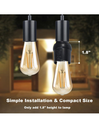 Adaptador de Enchufe con Sensor de Luz HQRP E26 E27 Negro 2 Pzas