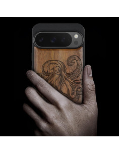 Funda de Madera Carveit para Google Pixel 9 Pro XL - Pulpo 2