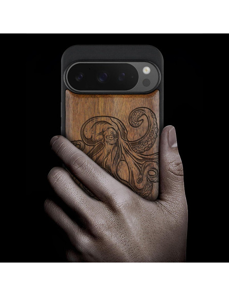 Funda de Madera Carveit para Google Pixel 9 Pro XL - Pulpo Funda de Madera Carveit para Google Pixel 9 Pro XL - Pulpo