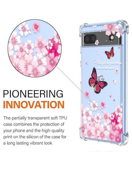 Funda de teléfono Google Pixel 6A Silicona TPU Floral Rosa