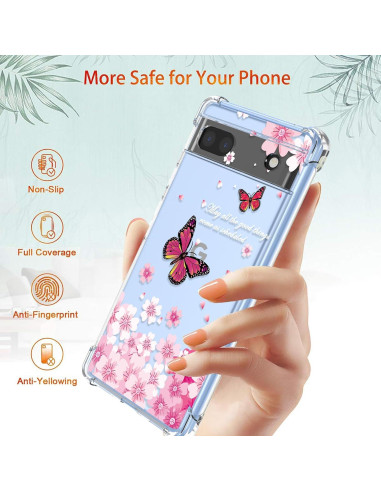 Funda de teléfono Google Pixel 6A Silicona TPU Floral Rosa