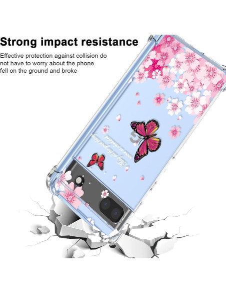 Funda de teléfono Google Pixel 6A Silicona TPU Floral Rosa