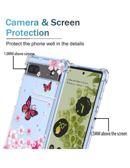 Funda de teléfono Google Pixel 6A Silicona TPU Floral Rosa