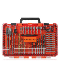 Juego de Brocas COMOWARE 104 Piezas Titanio y Destornilladores