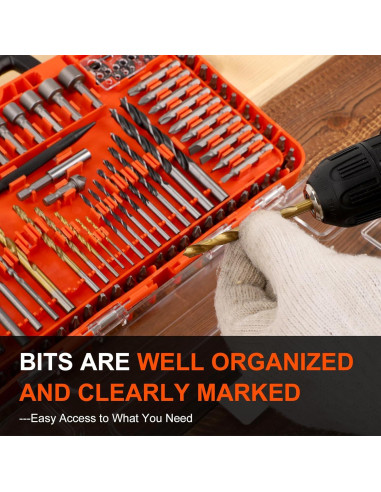 Juego de Brocas COMOWARE 104 Piezas Titanio y Destornilladores