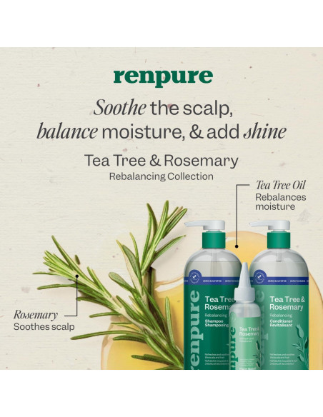 Champú y Acondicionador Renpure Árbol de Té y Romero 710 ml