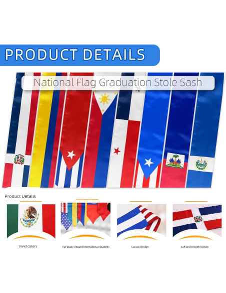 Estola de Graduación JJZ-Gradstole Bandera Argentina 182.88 cm