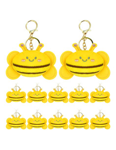 12 Llavero Abeja de Peluche YJUBAOA Amarillo 9x7 CM