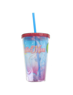 Vaso Sailor Moon Just Funky 473ml con Tapa y Popote