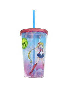 Vaso Sailor Moon Just Funky 473ml con Tapa y Popote 2