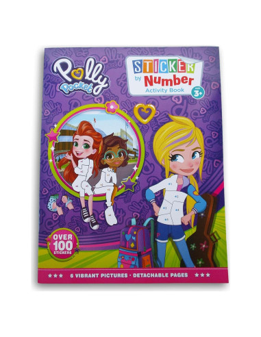 Libro de Pegatinas por Números Polly Pocket - 12 Páginas Coloridas