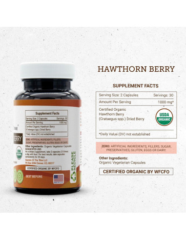 Baya de Espino Orgánica USDA 60 Cápsulas Vegetarianas