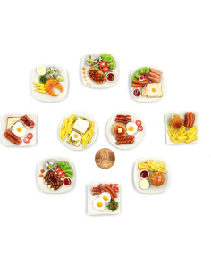 Juego de Desayuno Miniatura 10 Piezas Magma Brick 1:12 2