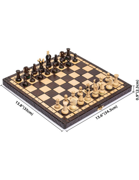 Juego de Ajedrez de Madera Husaria Mediano 35.6cm Hecho a Mano