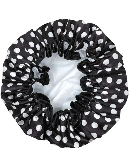 Gorro de Ducha Reutilizable Mujer Gorros de Ducha PEVA Puntos Negros Gorro de Ducha Reutilizable Mujer Gorros de Ducha PEVA Puntos Negros