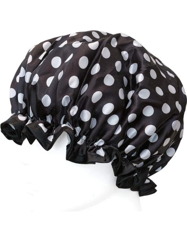 Gorro de Ducha Reutilizable Mujer Gorros de Ducha PEVA Puntos Negros