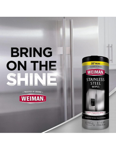 Toallitas de Acero Inoxidable Weiman, 30 Unidades, Limpieza Eficaz