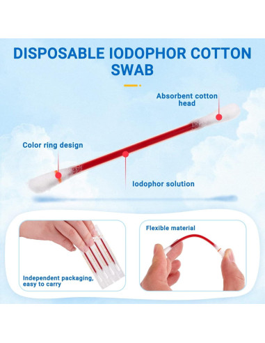 Bastones de Algodón Desechables Milisten 100 Unidades Iodóforo